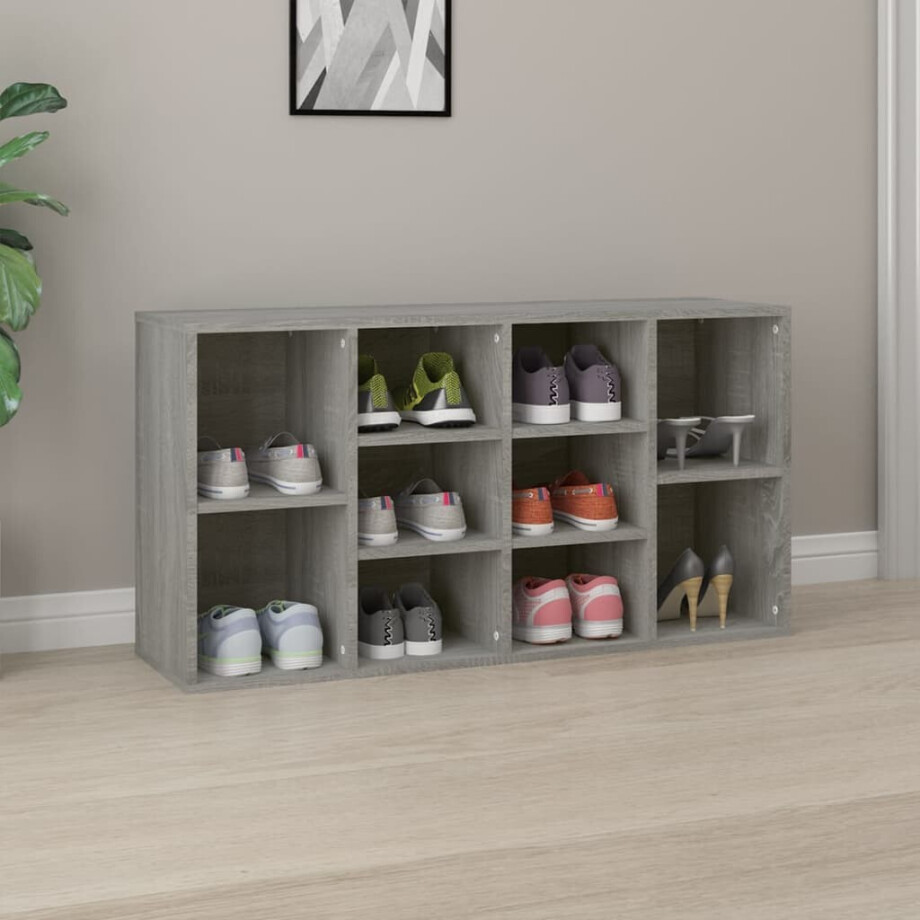 vidaXL Schoenenbank 103x30x54,5 cm bewerkt hout grijs sonoma eiken afbeelding 1