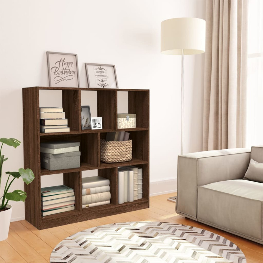 vidaXL Boekenkast 97,5x29,5x100 cm bewerkt hout bruin eikenkleur afbeelding 1