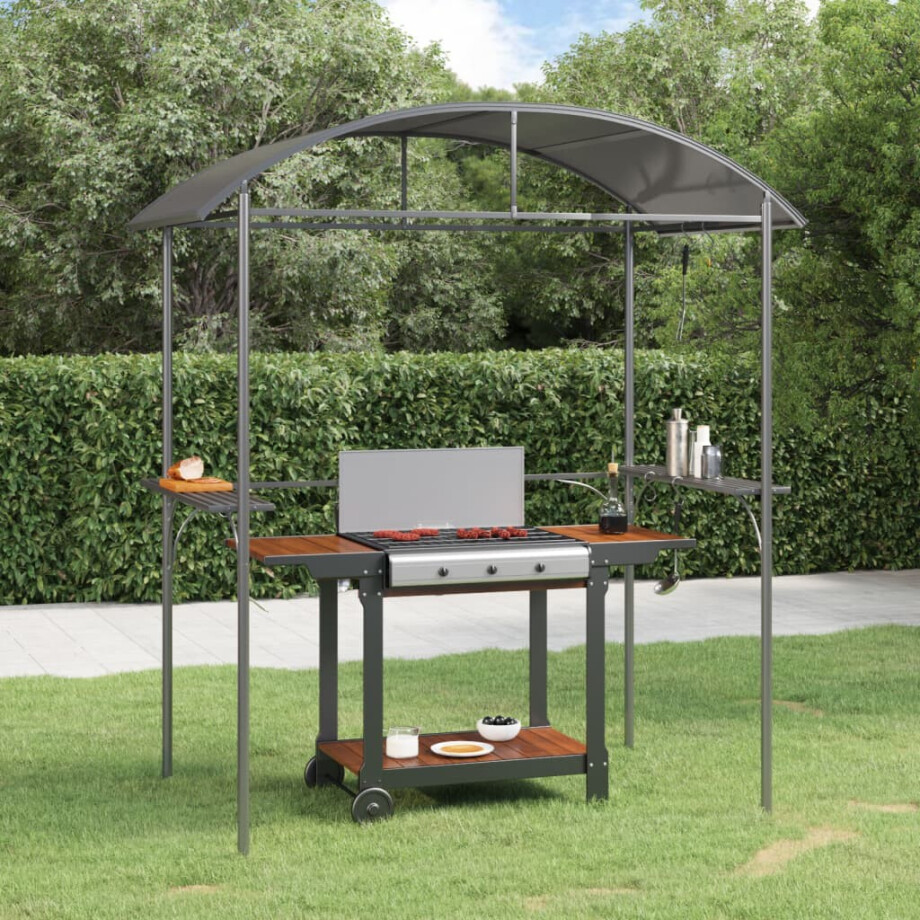 vidaXL Barbecuepaviljoen met zijplanken 220x115x230 cm staal antraciet afbeelding 1