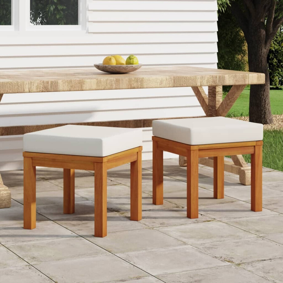vidaXL Tuinkrukjes 2 st met kussens 40x40x42 cm massief acaciahout afbeelding 1