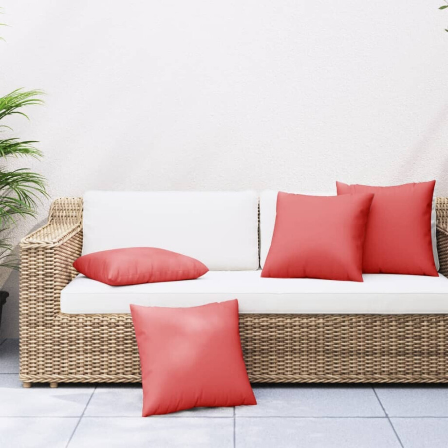 vidaXL Bankkussens 4 st 40x40 cm stof rood afbeelding 1