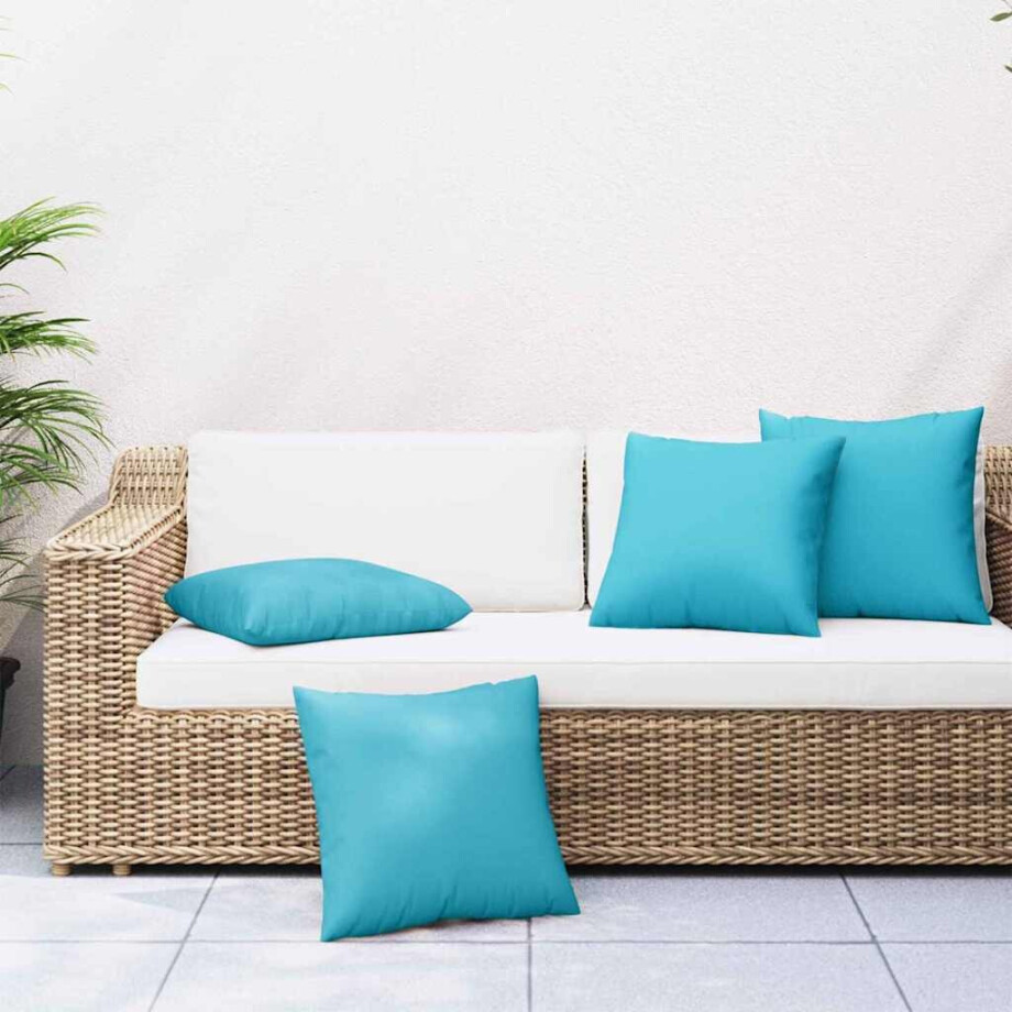 vidaXL Spreidkussens Effen 4 pcs Turquoise 50 x 50 cm Polyester Stof afbeelding 1