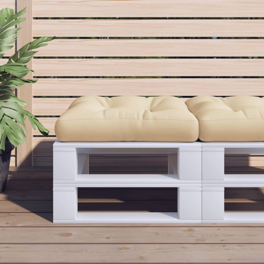 vidaXL Palletkussen 50x50x12 cm stof beige afbeelding 1