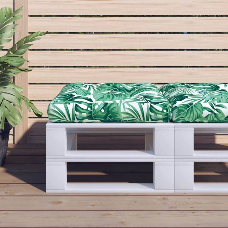 vidaXL Palletkussen bladpatroon 60x60x12 cm stof afbeelding 1