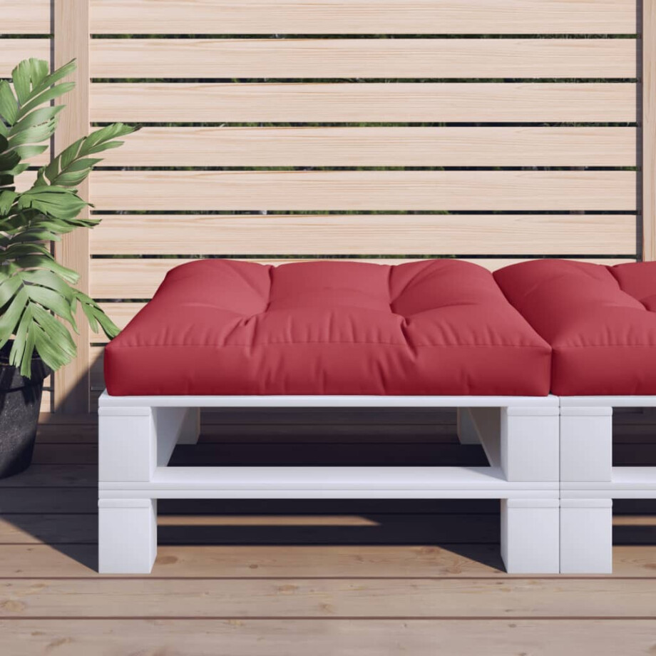vidaXL Palletkussen 70x70x12 cm stof wijnrood afbeelding 1