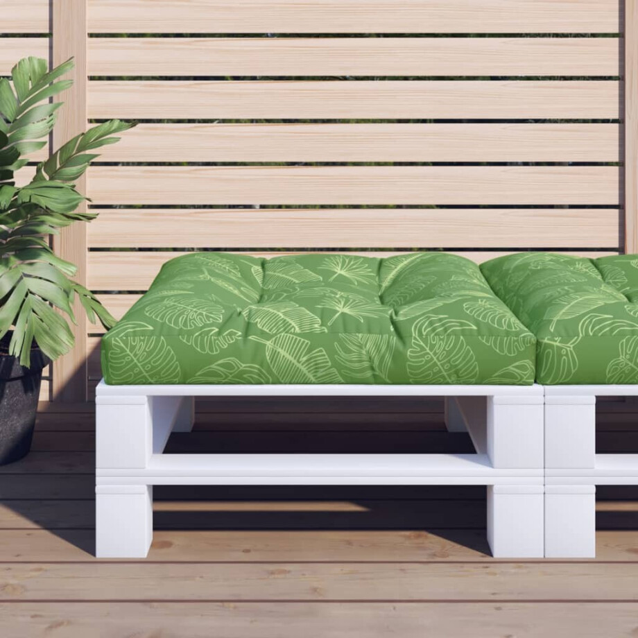 vidaXL Palletkussen bladpatroon 70x70x12 cm stof afbeelding 1