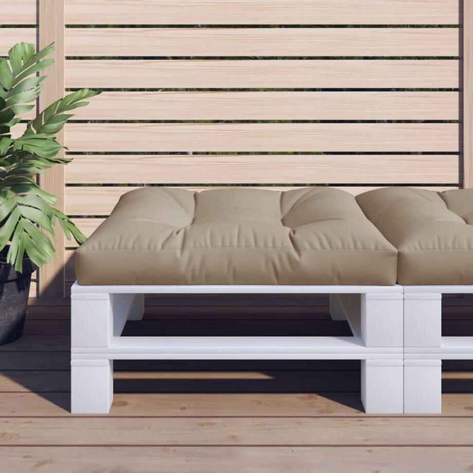 vidaXL Palletkussen 80x80x12 cm stof taupe afbeelding 1