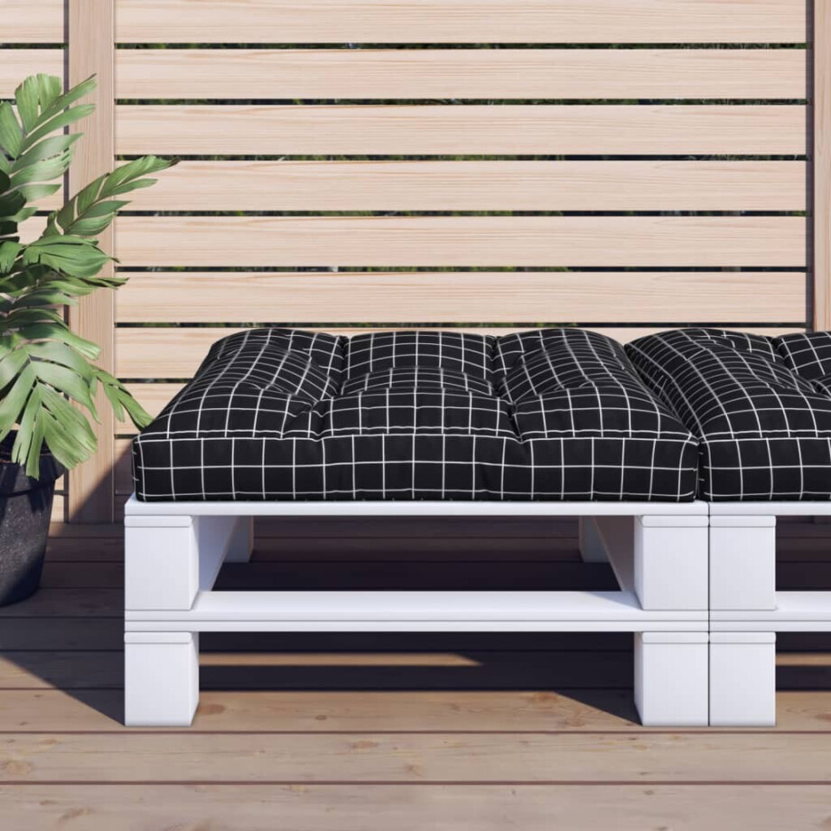 vidaXL Palletkussen ruitpatroon 80x80x12 cm stof zwart afbeelding 1