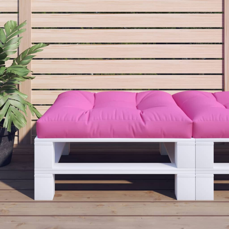 vidaXL Palletkussen 80x80x12 cm stof roze afbeelding 1