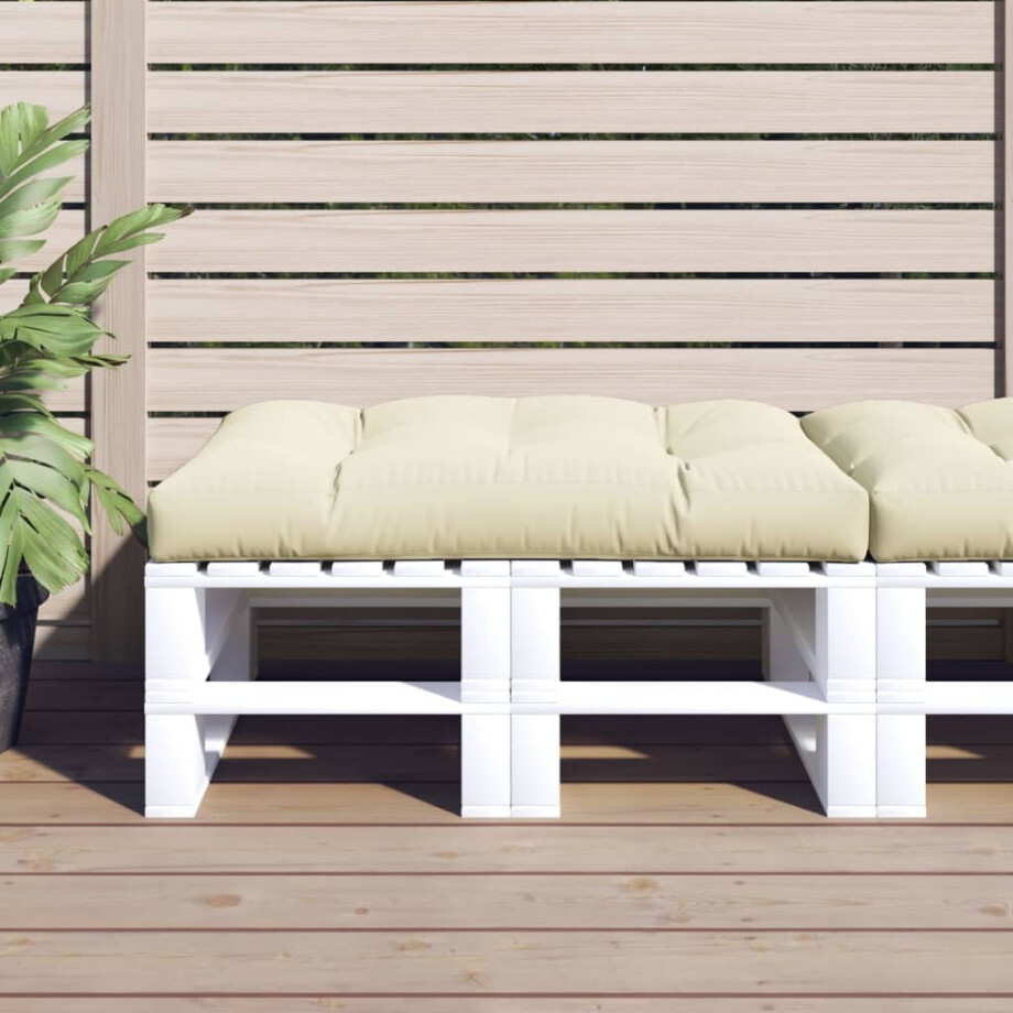 vidaXL Palletkussen 120x80x12 cm stof crèmekleurig afbeelding 1