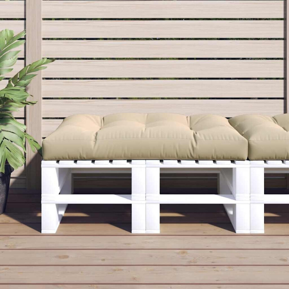 vidaXL Palletkussen 120x80x12 cm stof beige afbeelding 1