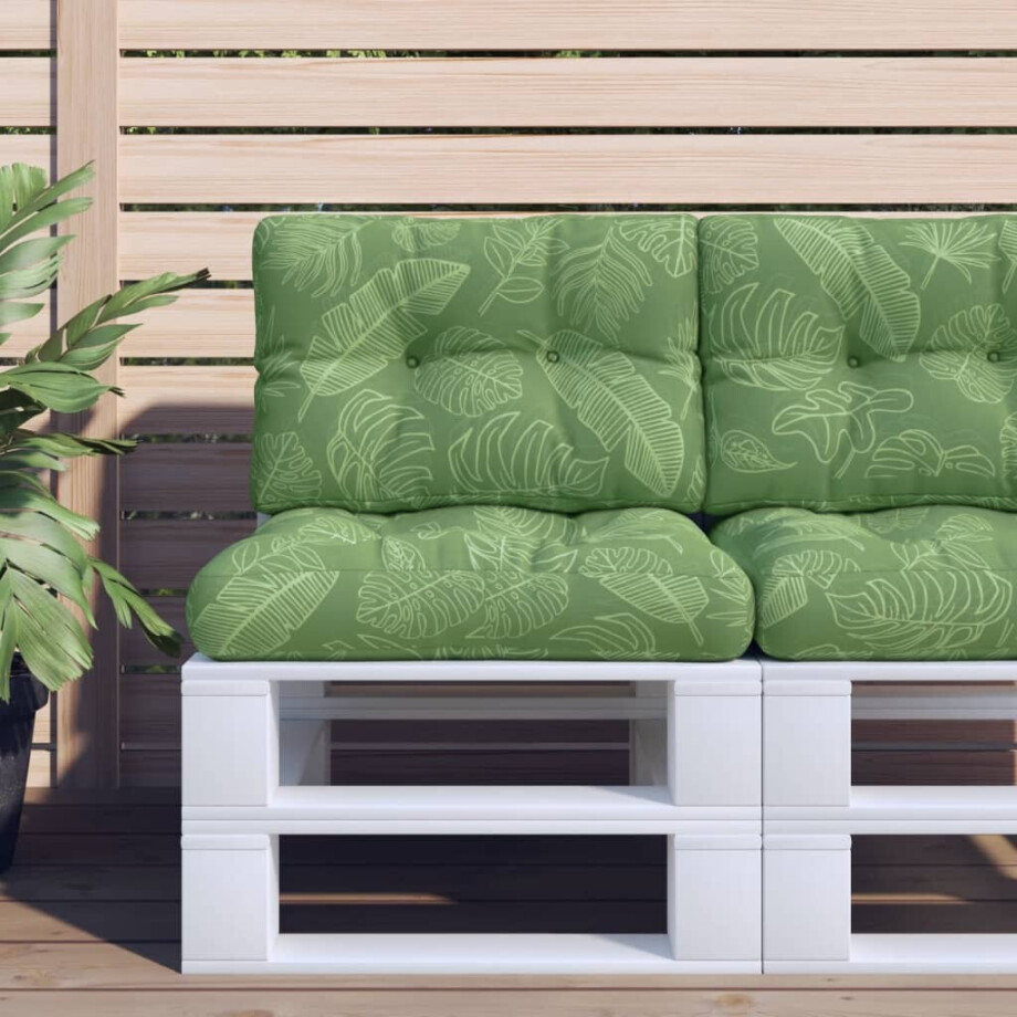 vidaXL Palletkussen bladpatroon 50x40x12 cm stof afbeelding 1