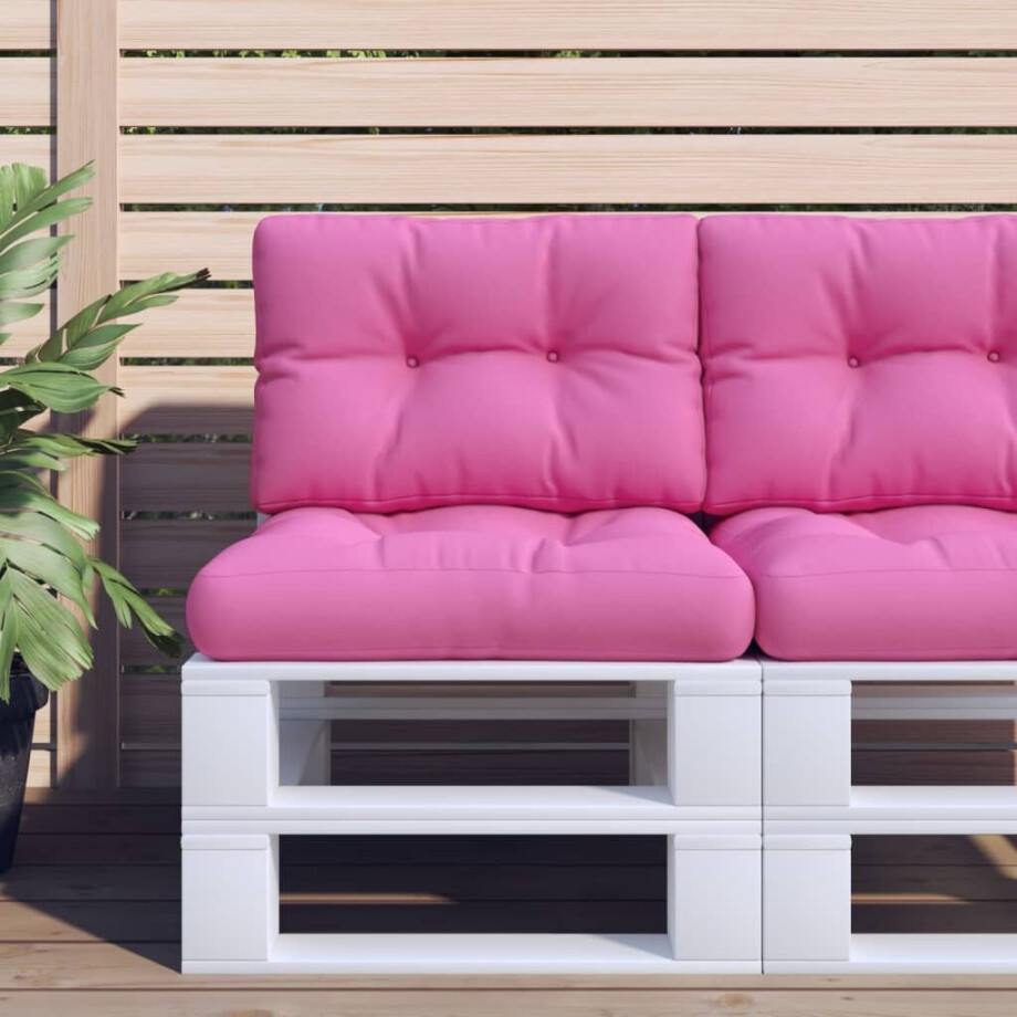 vidaXL Palletkussen 50x40x12 cm stof roze afbeelding 1