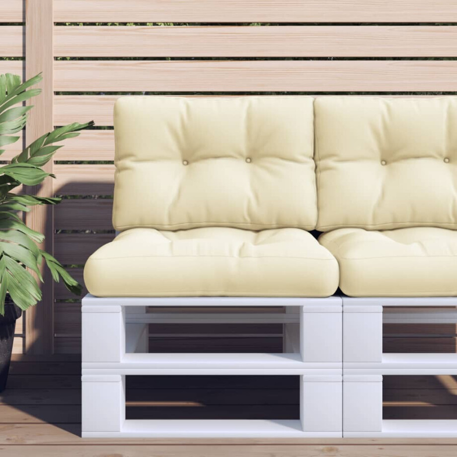 vidaXL Palletkussen 60x40x12 cm stof crèmekleurig vidaXL Palletkussen 60x40x12 cm stof crèmekleurig afbeelding 1