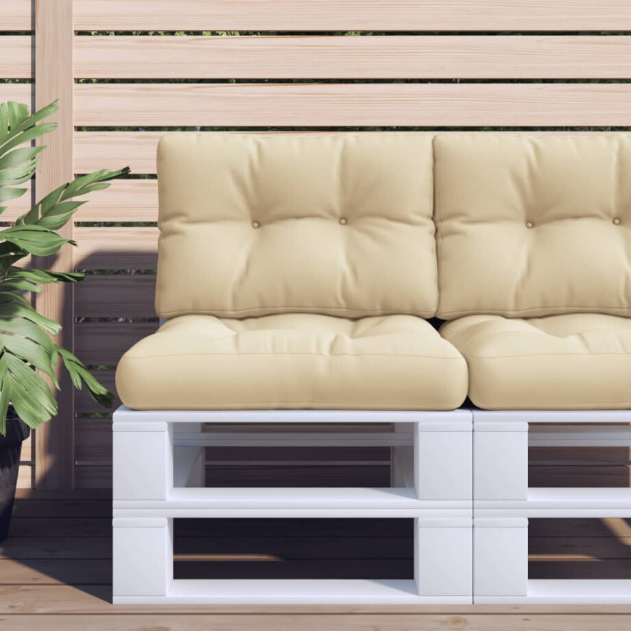 vidaXL Palletkussen 60x40x12 cm stof beige afbeelding 1