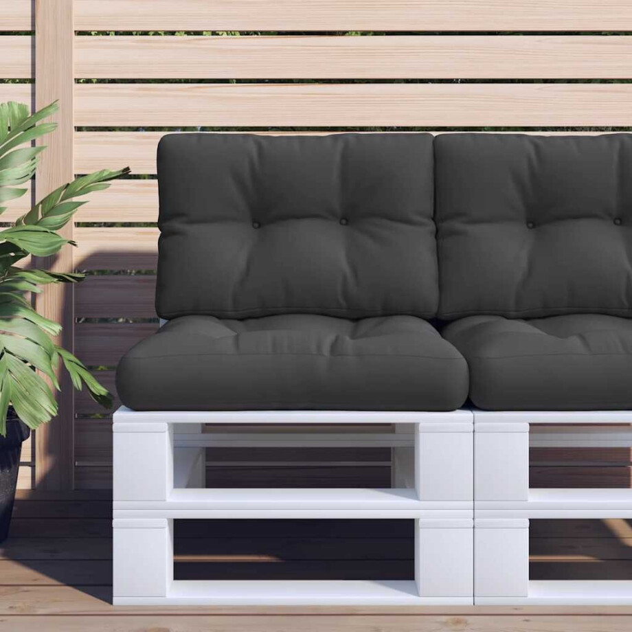 vidaXL Palletkussen 60x40x12 cm stof zwart afbeelding 1