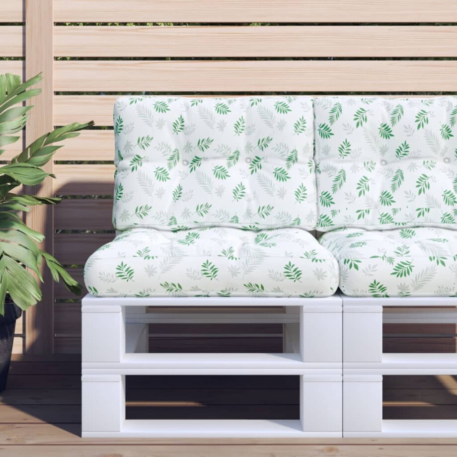 vidaXL Palletkussen bladpatroon 60x40x12 cm stof vidaXL Palletkussen bladpatroon 60x40x12 cm stof afbeelding 1