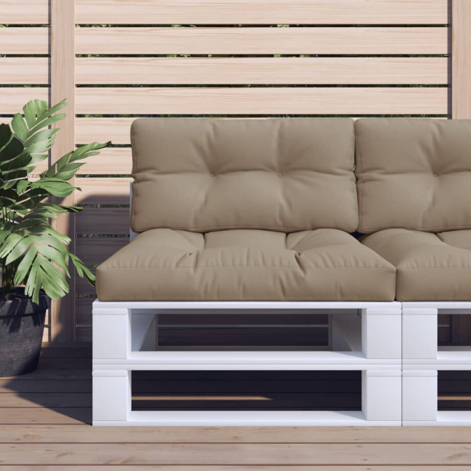 vidaXL Palletkussen 70x40x12 cm stof taupe afbeelding 1