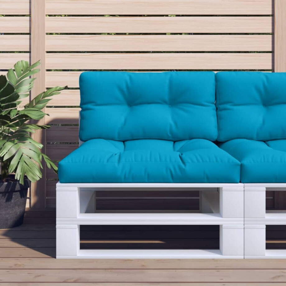 vidaXL Palletkussen 80x40x12 cm stof lichtblauw afbeelding 1
