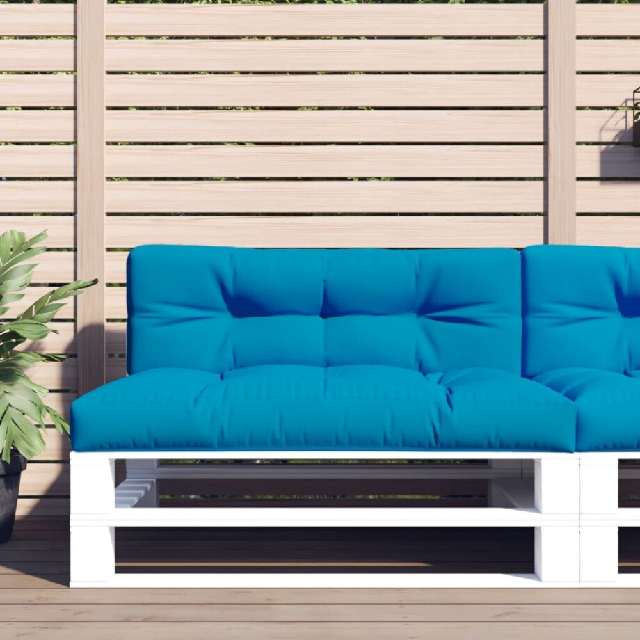 vidaXL Palletkussen 120x40x12 cm stof lichtblauw afbeelding 1