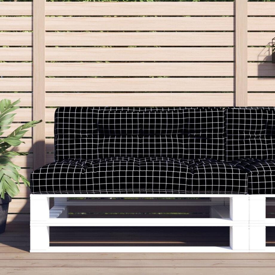 vidaXL Palletbankkussen 120x40x12 cm stof ruitpatroon zwart vidaXL Palletbankkussen 120x40x12 cm stof ruitpatroon zwart afbeelding 1