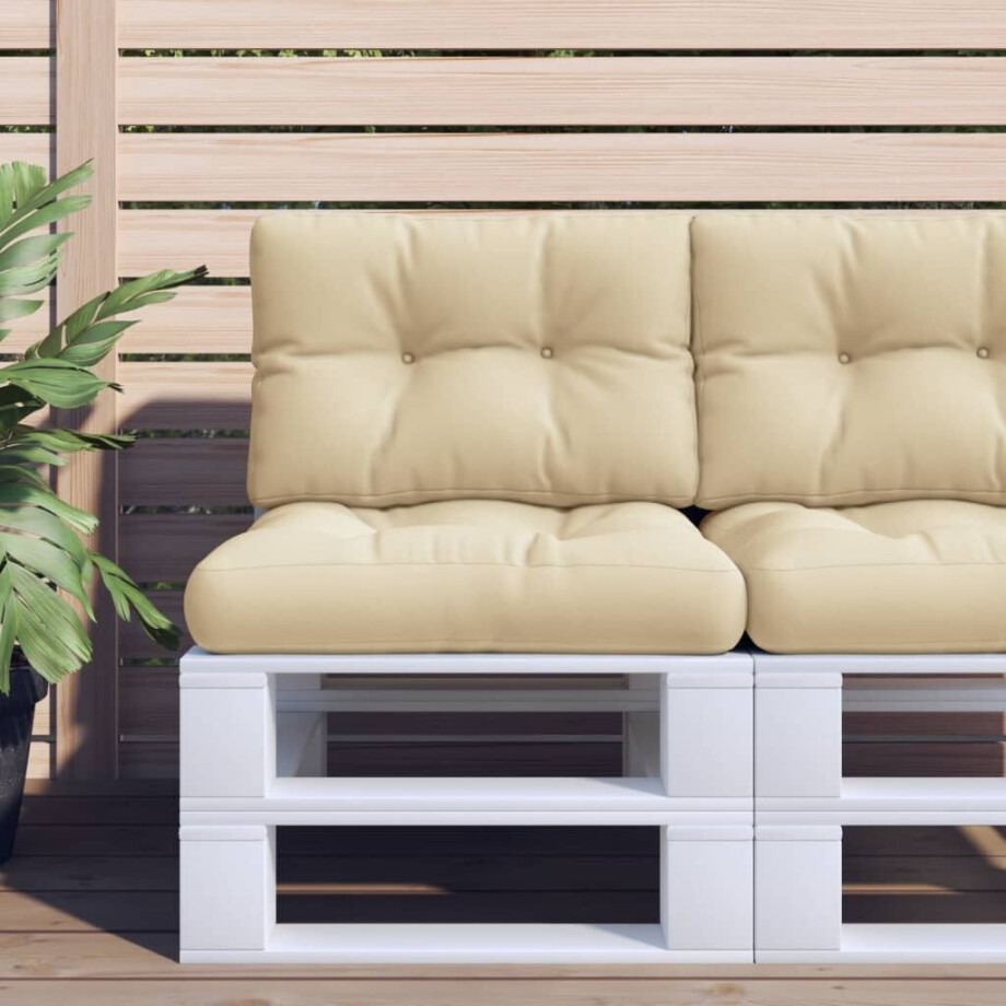 vidaXL Palletkussens 2 st stof beige afbeelding 1