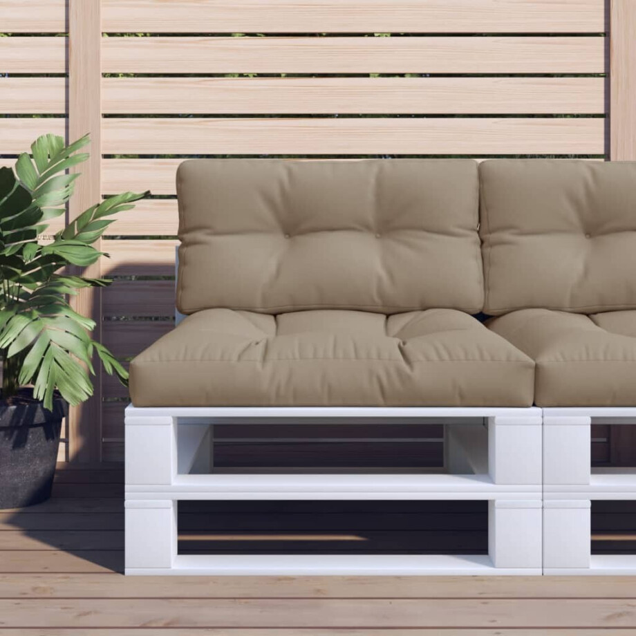 vidaXL Palletkussens 2 st stof taupe vidaXL Palletkussens 2 st stof taupe afbeelding 1