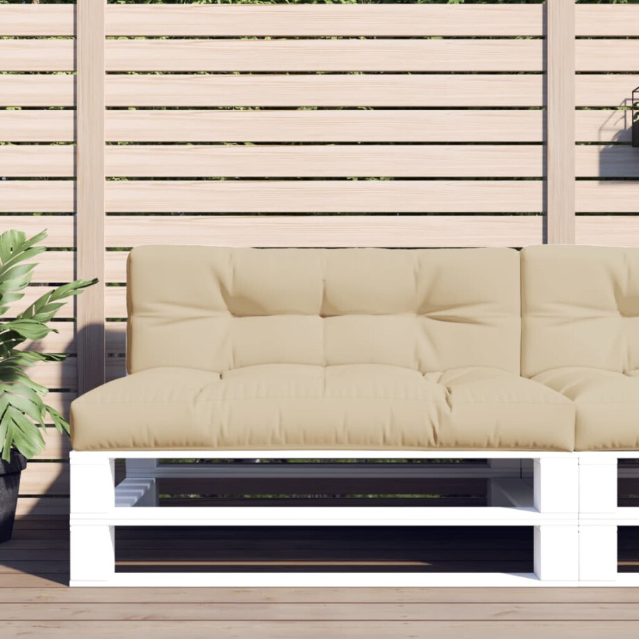 vidaXL Palletkussens 2 st stof beige afbeelding 1