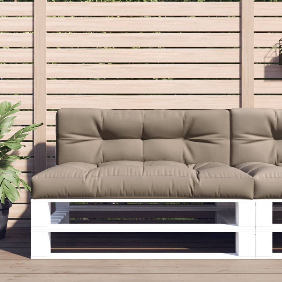 vidaXL Palletkussens 2 st stof taupe afbeelding 1