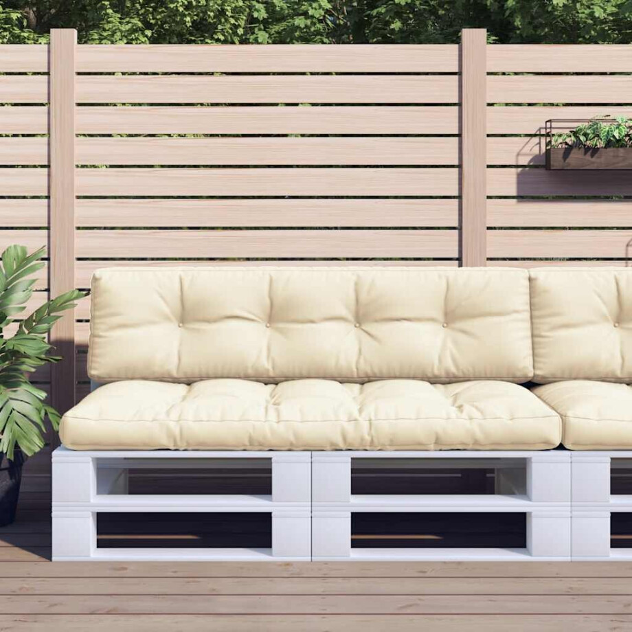 vidaXL Palletkussens 2 st stof crèmekleurig afbeelding 1