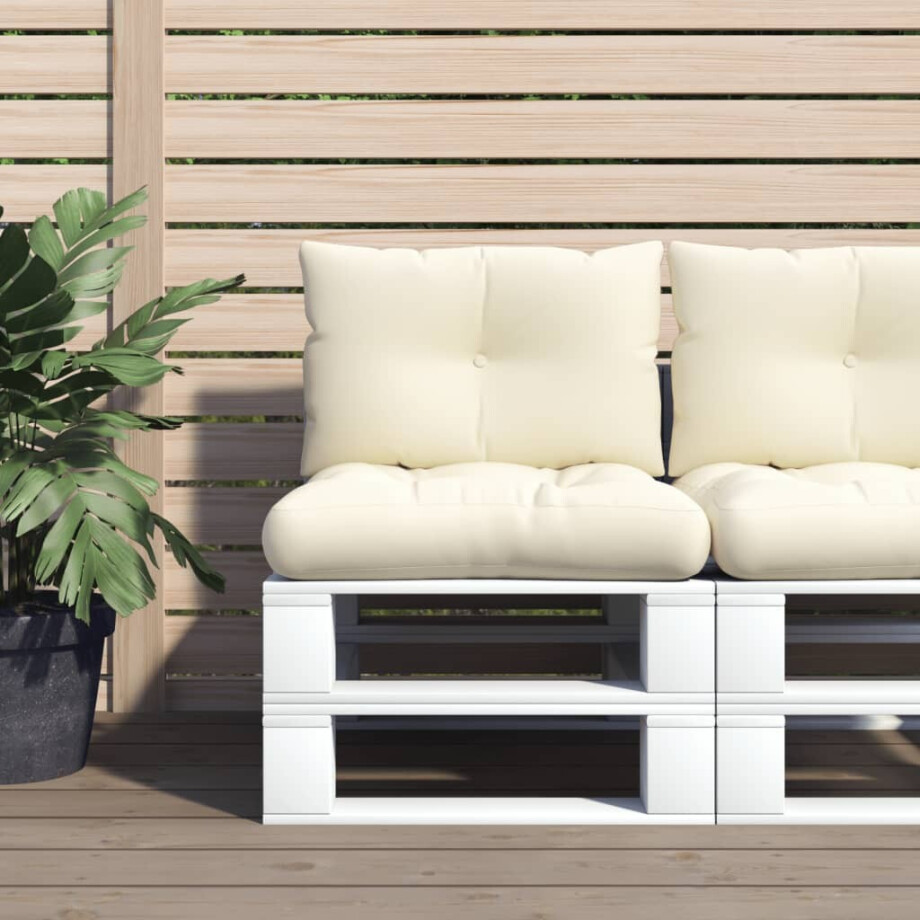 vidaXL Palletkussens 2 st stof crèmekleurig afbeelding 1