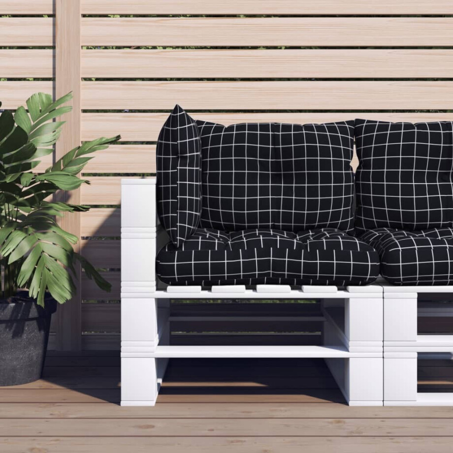 vidaXL Palletkussens 3 st ruitpatroon oxford stof zwart afbeelding 1