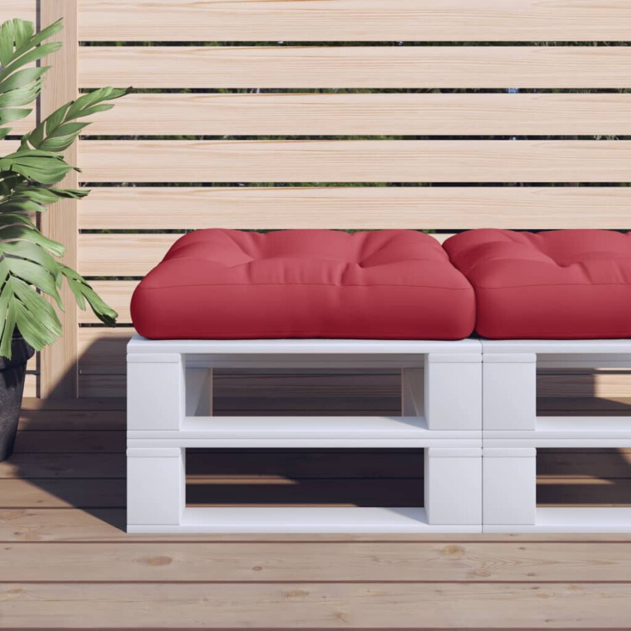 vidaXL Palletkussen 58x58x10 cm stof wijnrood afbeelding 1