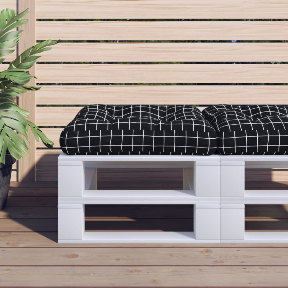 vidaXL Palletkussen ruitpatroon 58x58x10 cm oxford stof zwart vidaXL Palletkussen ruitpatroon 58x58x10 cm oxford stof zwart afbeelding 1