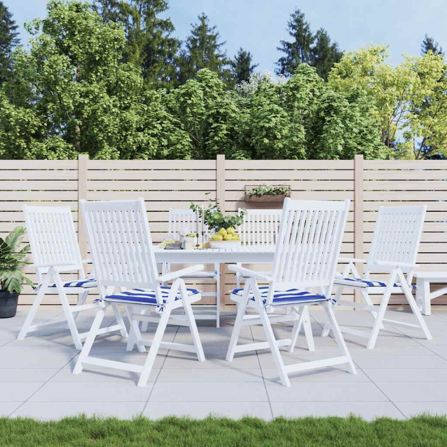vidaXL Tuinstoelkussens 6 st gestreept 50x50x4 cm stof wit en blauw afbeelding 1