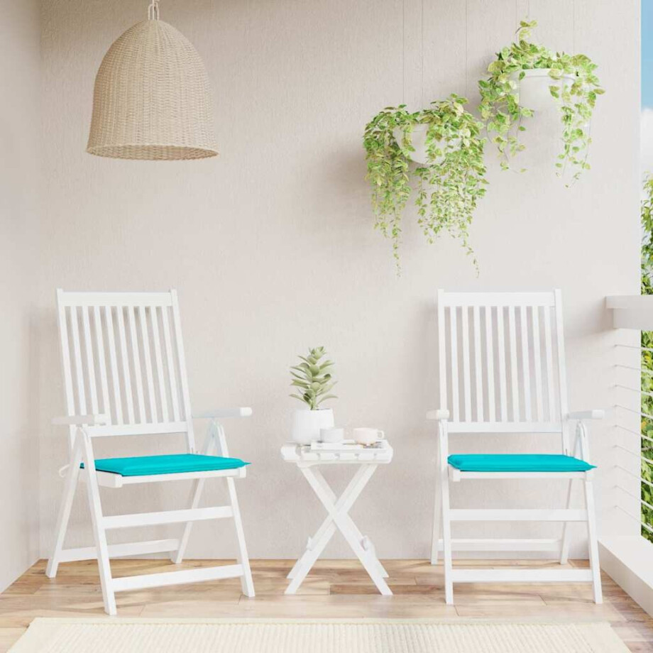 vidaXL Tuinstoelkussens 2 st 50x50x4 cm stof turquoise afbeelding 1