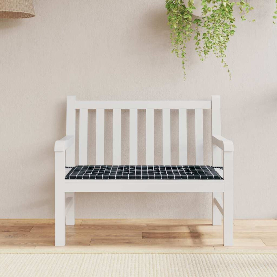 vidaXL Tuinbankkussen ruitpatroon 100x50x4 cm oxford stof zwart afbeelding 1