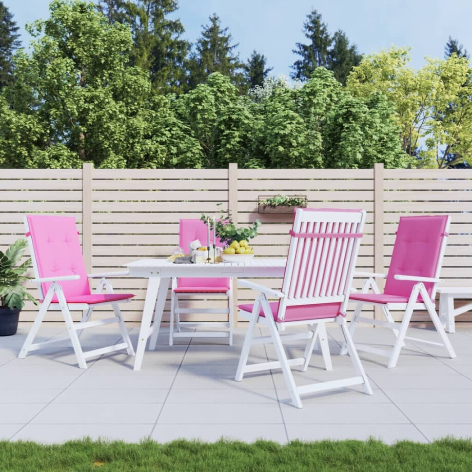 vidaXL Stoelkussens 4 st hoge rug stof roze afbeelding 1