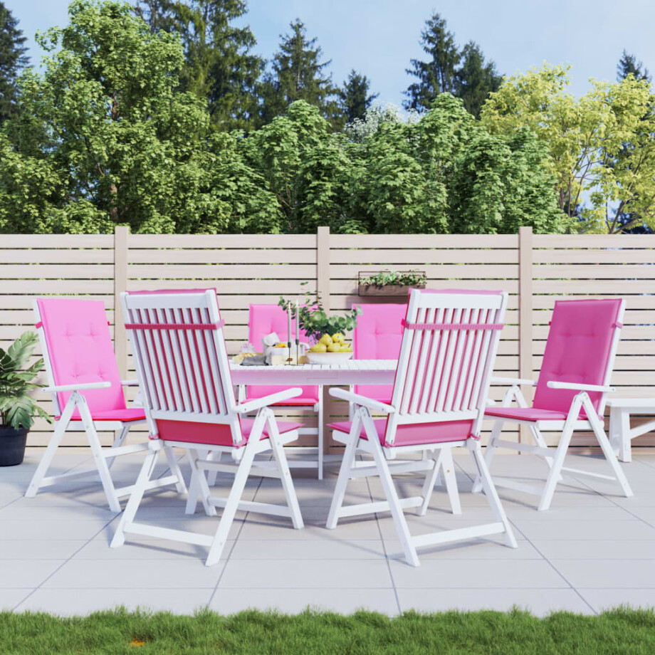 vidaXL Stoelkussens 6 st hoge rug stof roze afbeelding 1
