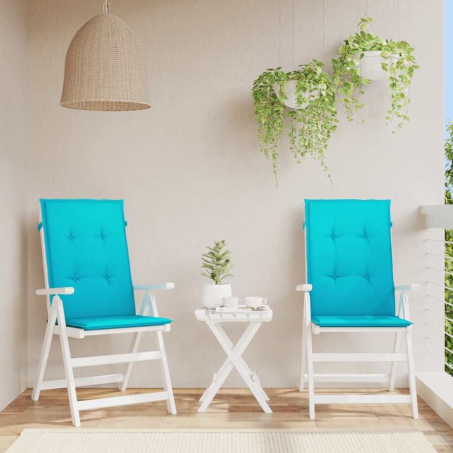 vidaXL Stoelkussens 2 st hoge rug stof turquoise afbeelding 1