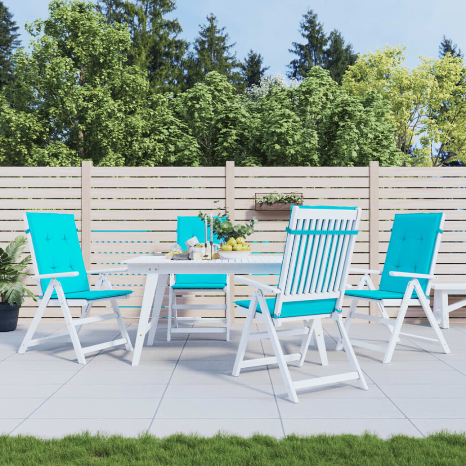 vidaXL Stoelkussens 4 st hoge rug stof turquoise afbeelding 1