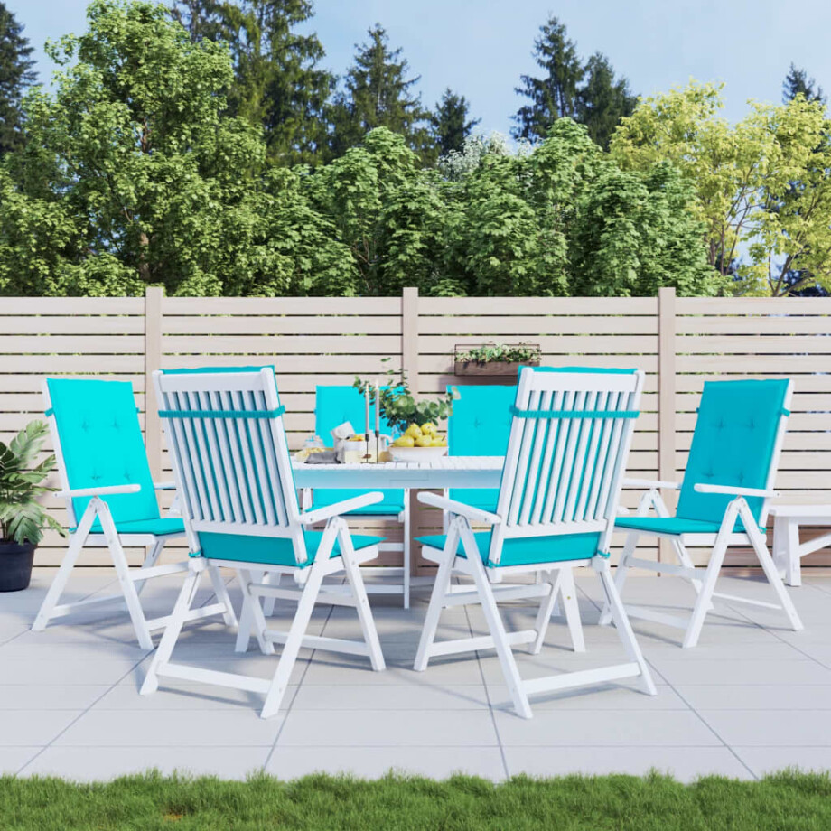 vidaXL Stoelkussens hoge rugleuning 6 st stof turquoise vidaXL Stoelkussens hoge rugleuning 6 st stof turquoise afbeelding 1