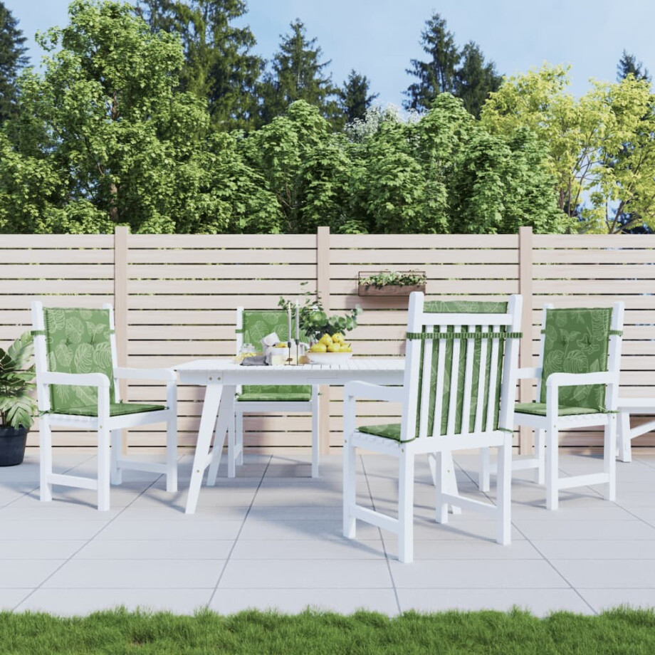 vidaXL Stoelkussens 4 st lage rug bladpatroon stof afbeelding 1