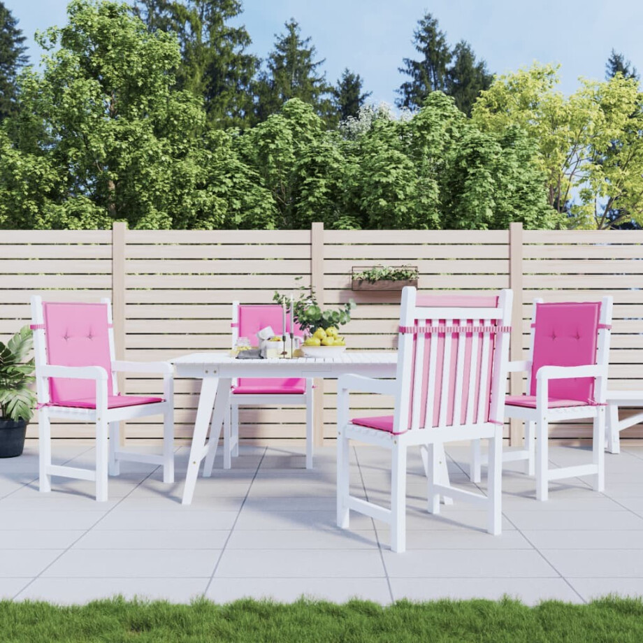 vidaXL Stoelkussens 4 st lage rug stof roze vidaXL Stoelkussens 4 st lage rug stof roze afbeelding 1
