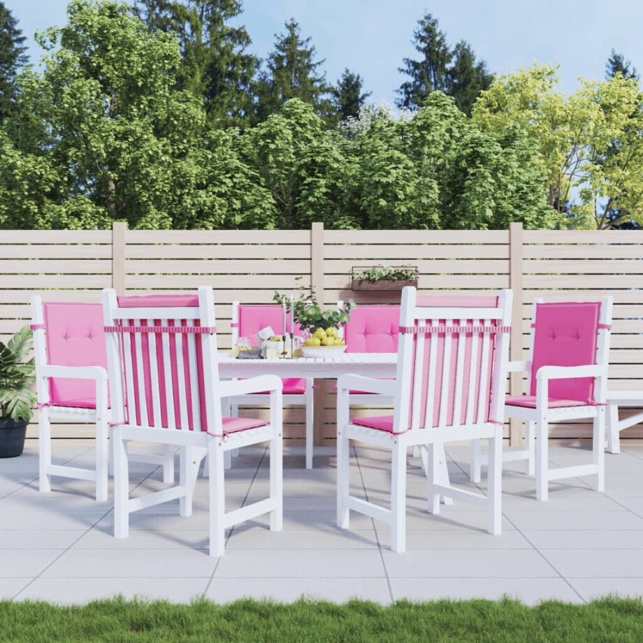 vidaXL Stoelkussens 6 st lage rug stof roze vidaXL Stoelkussens 6 st lage rug stof roze afbeelding 1