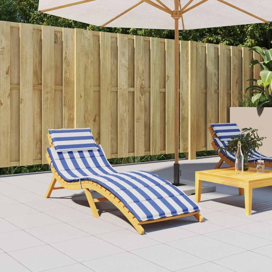 vidaXL Ligbedkussen gestreept oxford stof blauw en wit afbeelding 1