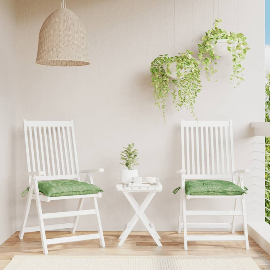 vidaXL Stoelkussens 2 st bladpatroon 50x50x7 cm stof afbeelding 1