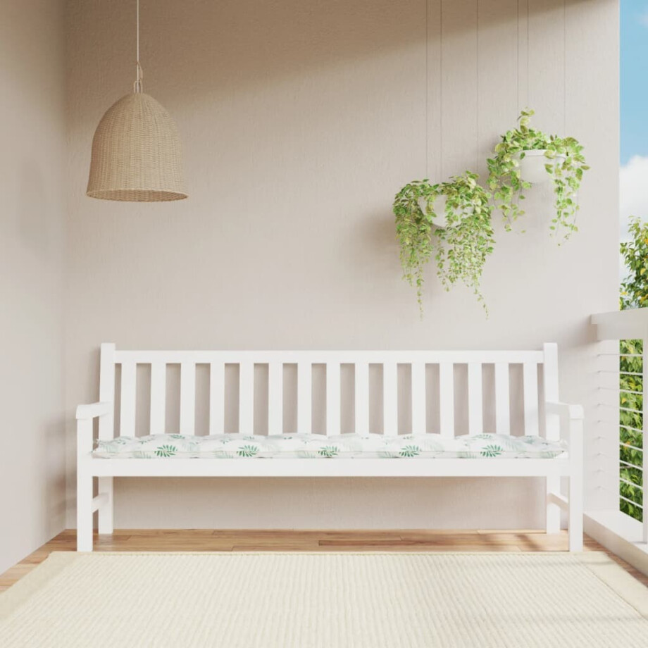 vidaXL Tuinbankkussen bladpatroon 200x50x7 cm stof vidaXL Tuinbankkussen bladpatroon 200x50x7 cm stof afbeelding 1