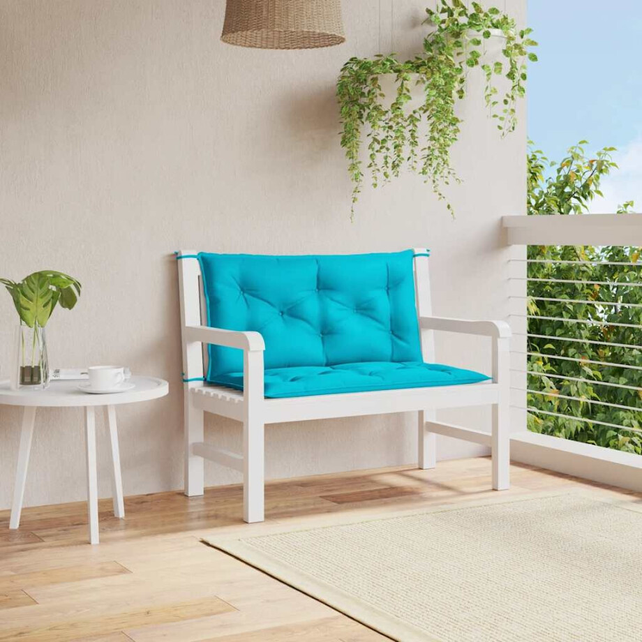 vidaXL Tuinbankkussens 2 st 100x50x7 cm stof turquoise afbeelding 1