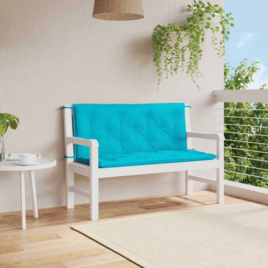 vidaXL Tuinbankkussens 2 st 120x50x7 cm stof turquoise afbeelding 1